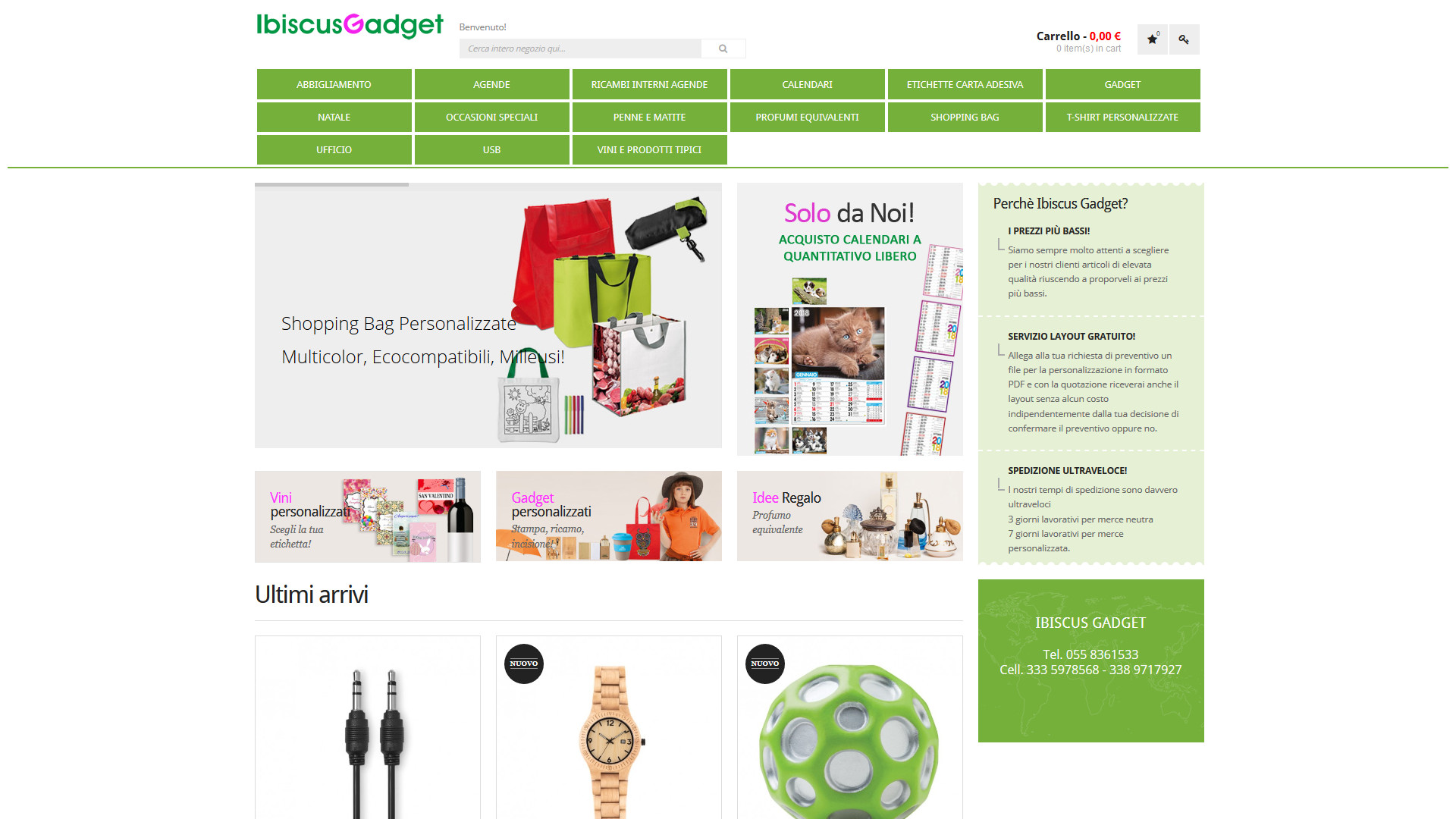 Gadget: shopping bag, calendari, vini - Ibuscus Gadget